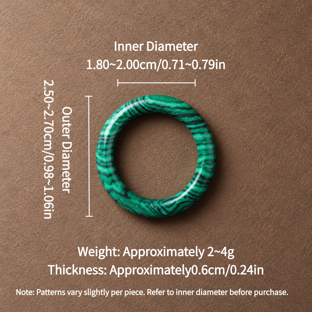 Women's Natural Malachite Stackable Ring, Elegant Minimalist